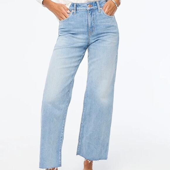 J. Crew Wide-Leg Cropped Jean All Day Stretch Spring Storm Wash NWT Plus 33W